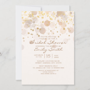 Invitation Bokeh doré tendance sur une douche de mariée blanc