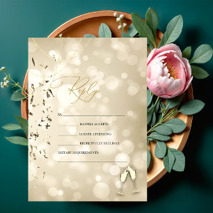 Invitation Bokeh élégant, verres à vin de fête de mariage