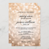 Invitation Bokeh en cuivre illumine un mariage élégant (Devant / Derrière)
