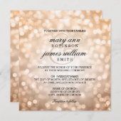 Invitation Bokeh en cuivre illumine un mariage élégant (Devant / Derrière)