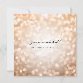 Invitation Bokeh en cuivre illumine un mariage élégant (Dos)