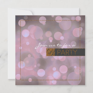Invitation Bokeh Glam Violet Gris et Or Fête d'anniversaire