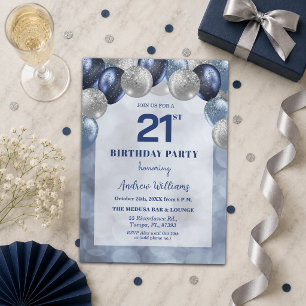 Invitation Bokeh Lights 21e Ballons Pailletés Fête d'Annivers