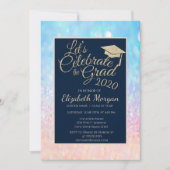 Invitation Bokeh Ombre Parties scintillant Graduation Cap Gra (Devant)