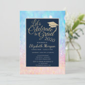 Invitation Bokeh Ombre Parties scintillant Graduation Cap Gra (Debout devant)