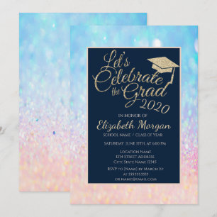 Invitation Bokeh Ombre Parties scintillant Graduation Cap Gra