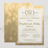 Invitation Bokeh Or | 50e Anniversaire (Devant / Derrière)