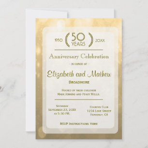 Invitation Bokeh Or   50e Anniversaire