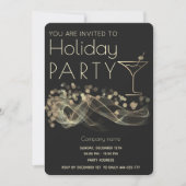 Invitation Bokeh or ondulé cocktail entreprise Fête de vacanc (Devant)