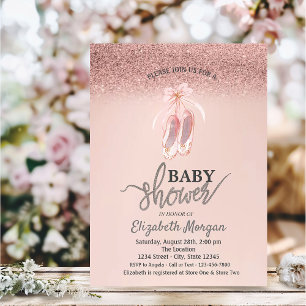 Invitation Bokeh Rose Gold, Chaussures de Ballet Fleur Bébé S