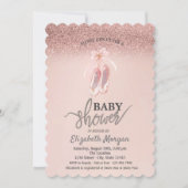 Invitation Bokeh Rose Gold, Chaussures de Ballet Fleur Bébé S (Devant)