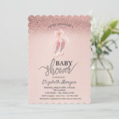 Invitation Bokeh Rose Gold, Chaussures de Ballet Fleur Bébé S (Debout devant)