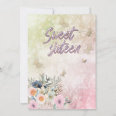 Invitation Bokeh sweet sixteen floral de papillon (Dos)
