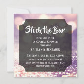 Invitation Bokeh violet et rose, Stock du Bar Couples Douche (Devant)