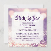 Invitation Bokeh violet et rose, Stock du Bar Couples Douche (Devant)
