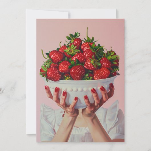 Invitation Bol débordant de fraises (Devant)