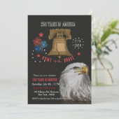 Invitation Bold 250th Anniversary Patriotic Eagle & Liberty  (Debout devant)