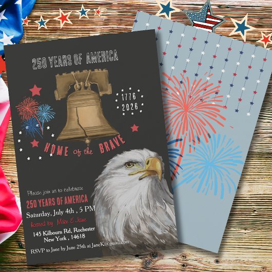 Invitation Bold 250th Anniversary Patriotic Eagle & Liberty 