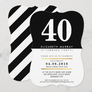 Invitation BOLD AGE NUMBER cool fausse feuille d'or 40TH 40 I