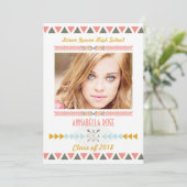 Invitation Bold Aztec Tribal Photo Party Graduation (Debout devant)