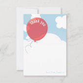 Invitation BOLD BALLOON merci note bleu ciel rouge (Devant)