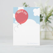 Invitation BOLD BALLOON merci note bleu ciel rouge (Debout devant)