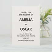 Invitation Bold Black Ivory Modern Wedding Typography Text (Debout devant)