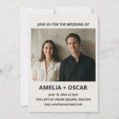 Invitation Bold Black Ivory Photo Modern Wedding Typography (Devant)