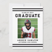 Invitation Bold Black Stripes Athletic Photo Graduation Party (Devant)