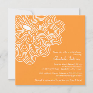 Invitation Bold Bloom Orange & White Bridal Shower