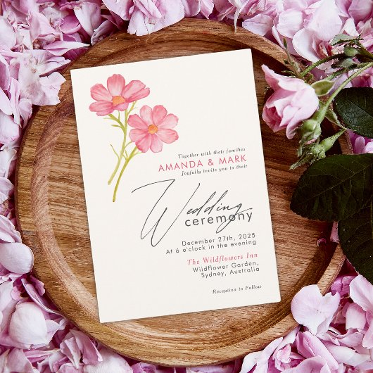 Invitation Bold Boho Chic Fleur sauvage Rustique Floral Maria