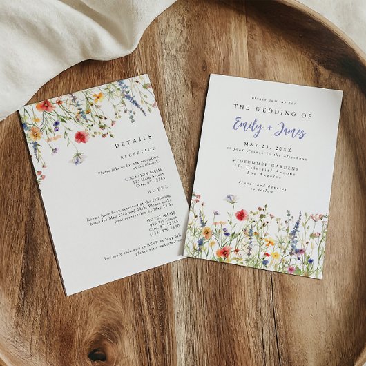 Invitation Bold Boho Wildflower All in One Wedding