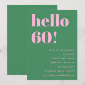 Invitation Bold Bright Modern Retro Pink Green 60th Birthday (Devant / Derrière)