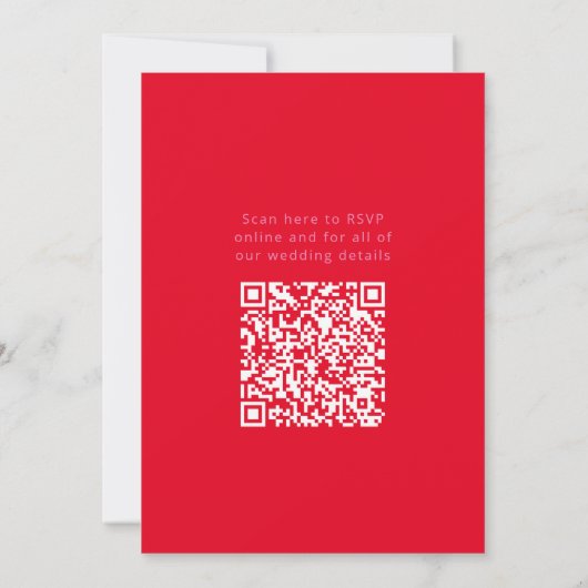 Invitation Bold Bright Pink Red Modern Mariage QR Code détail (Dos)