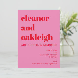 Invitation Bold Bright Pink Red Modern Mariage QR Code détail