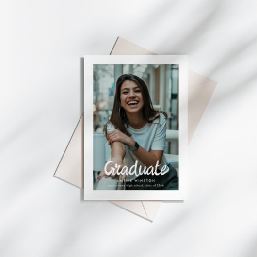 Invitation Bold Brush Script Photo Graduation Announcement