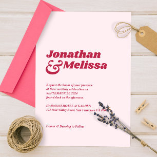 Invitation Bold Chic Retro Viva Magenta Pink Nous faisons Mar
