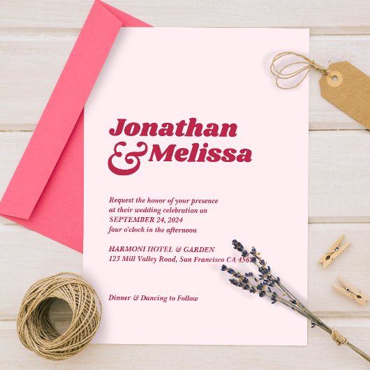 Invitation Bold Chic Retro Viva Magenta Pink Nous faisons Mar