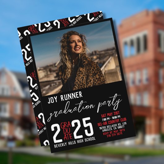 Invitation Bold Classe moderne de 2025 Photo Graduation Party