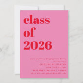 Invitation Bold Classe rose et rouge de 2025 Graduation Party (Devant)