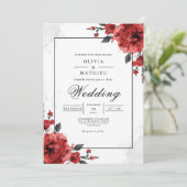 Invitation Bold Crimson Floral Mariage (Debout devant)