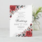 Invitation Bold Crimson Rose Mariage botanique (Debout devant)
