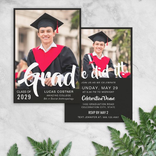 Invitation Bold Custom Graduation Announcement & Party Invite