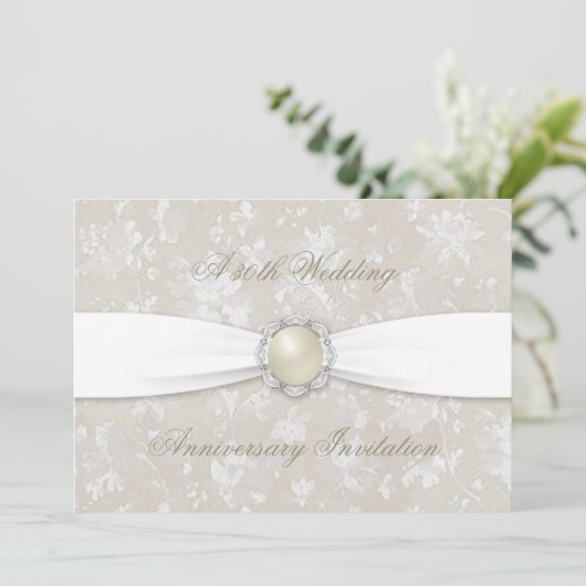 Invitation Bold Damask 30th Mariage Anniversary 5x7 Invitatio (Debout devant)