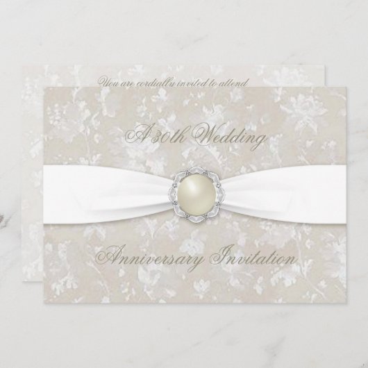 Invitation Bold Damask 30th Mariage Anniversary 5x7 Invitatio (Devant / Derrière)