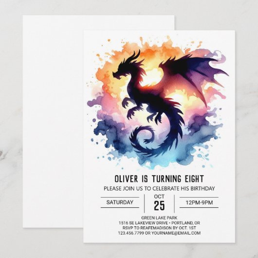 Invitation Bold Dragon Anniversaire numérique (Devant / Derrière)