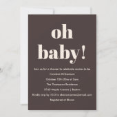 Invitation Bold Earthy Brown Modern Fun Simple Baby Shower (Devant)