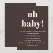 Invitation Bold Earthy Brown Modern Fun Simple Baby Shower (Devant / Derrière)