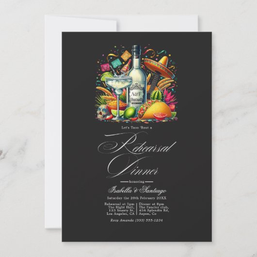 Invitation Bold Fiesta "Let's Taco 'Bout a Rehearsal Dinner" (Devant)