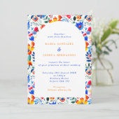 Invitation Bold Floral Folk Fiesta Wedding  (Debout devant)